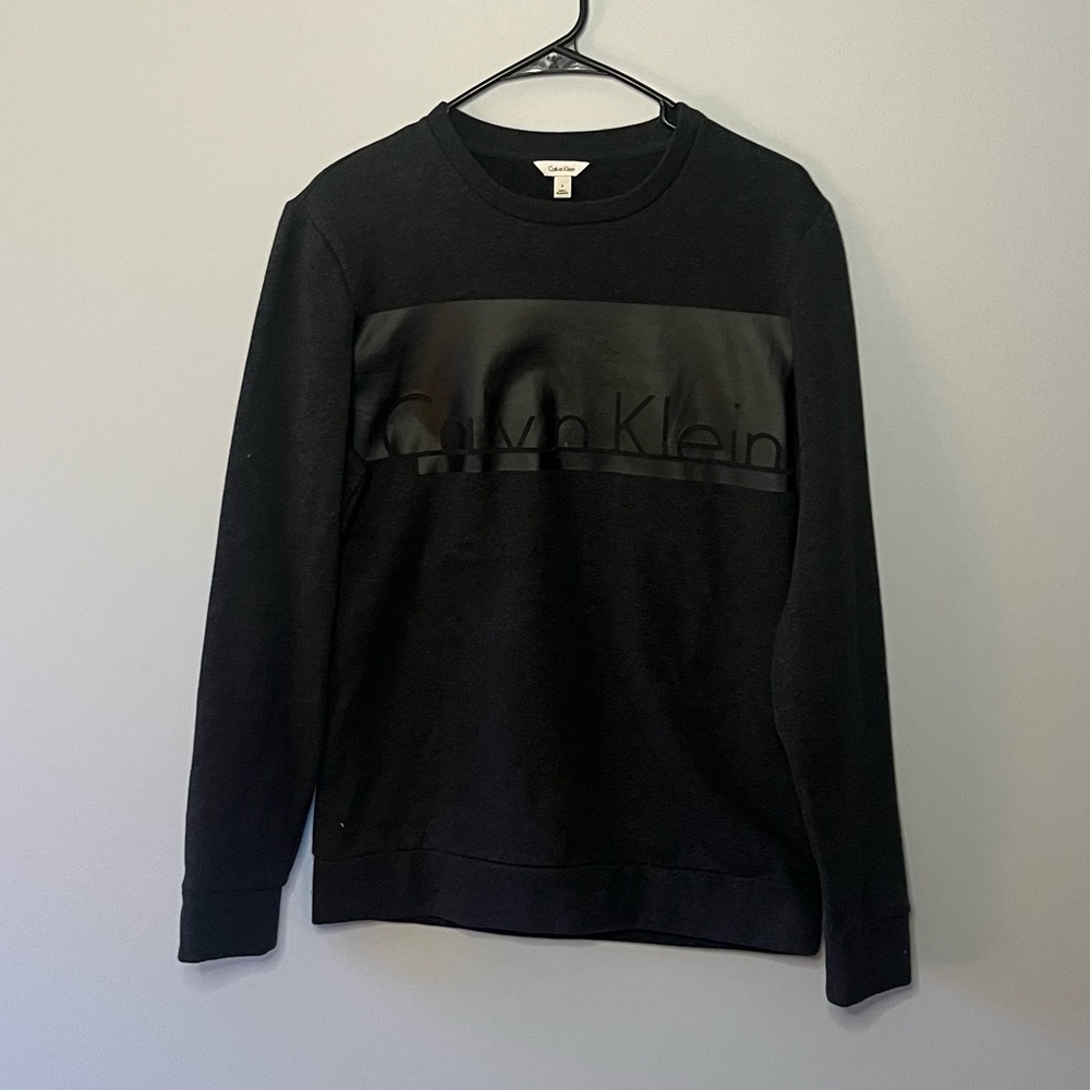 Calvin Klein black logo and charcoal grey crewneck sweatshirt